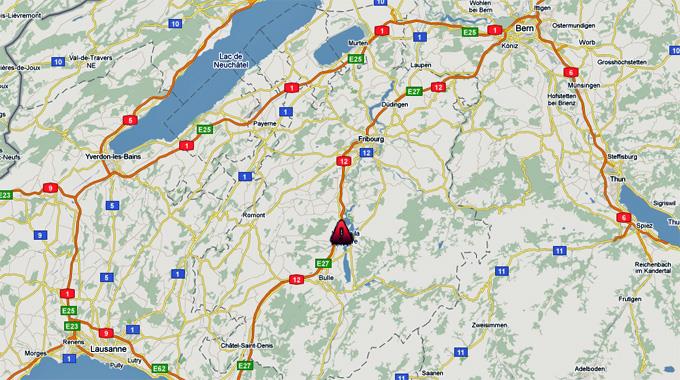 Der Unfall ereignete sich auf der A12 zwischen Fribourg und Bulle.