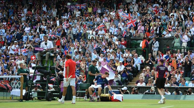 Roger Federer im Spiel gegen Andy Murray.